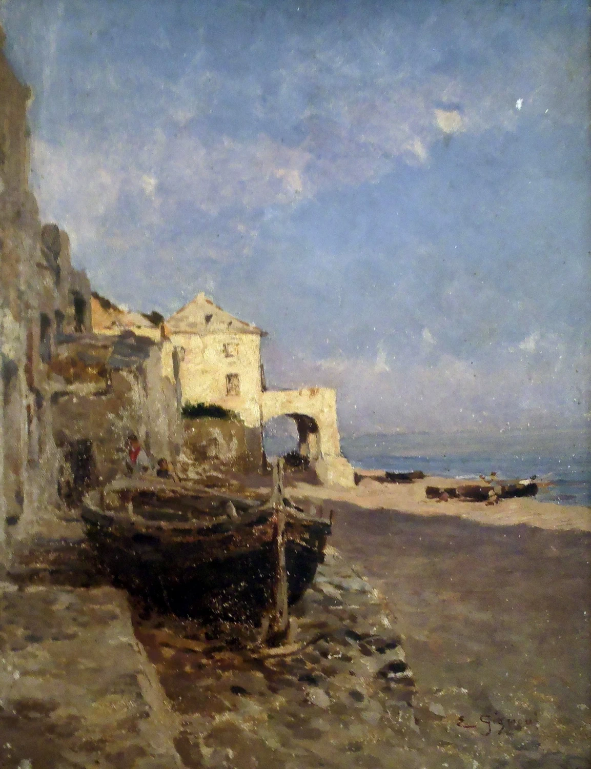 Marina con barche ed edifici - Galleria d'Arte Moderna Achille Forti, Verona